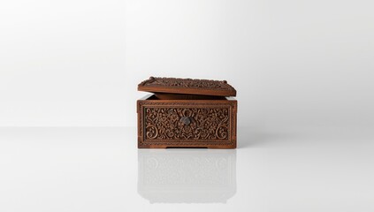 Carved wooden box displayed against a white background, highlighting pattern and texture suitable for vintage gift packaging