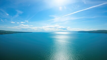 Obraz premium Summer landscape of a freshwater lake viewed from an island in Karelia, highlighting seasonal variation
