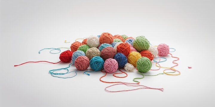 Close-up of colorful knitting threads used as a background for editorial or design purposes, focusing on textures