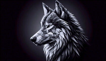 A polygonal wolf artwork, Ai generated image