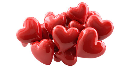 Pile of Red Hearts, isolated on transparent background