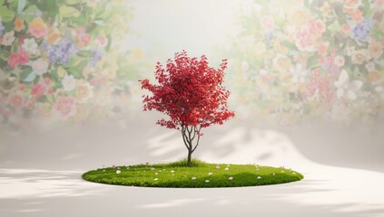 Fresh green and red leaves in a floral garden scene, highlighting plant diversity, Earth Day