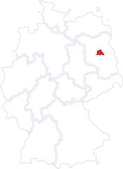 Simple Outline Map of Germany with Berlin Highlighted, Vector Illustration