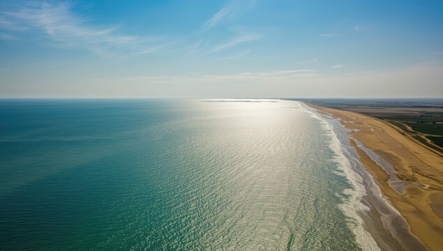 Bird's-eye perspective of the La-Faute-sur-Mer estuary in Vendee, illustrating seasonal tidal change