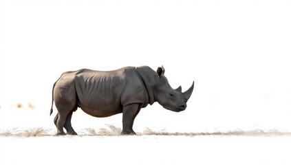 Fototapeta premium African rhinoceros in a natural setting, highlighting species preservation efforts
