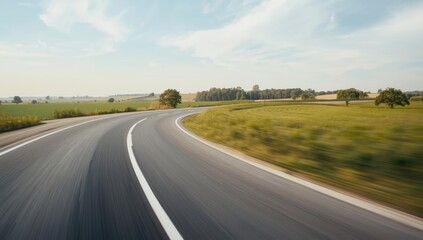 Obraz premium Out-of-focus highway scene in a countryside setting highlighting infrastructure development
