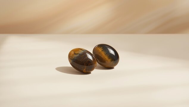 Tigers eye and hawks eye mineral rocks shown as raw specimens for geological study and collection