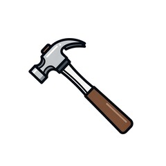 Construction hammer icon representing essential building tools for workers, industrial hand tool symbol used in construction sites, carpentry, engineering projects, maintenance work, and professional 