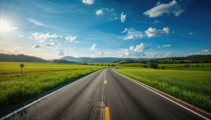 Fototapeta premium A scenic highway through Kentucky's countryside, focusing on regional transportation networks, Earth Day