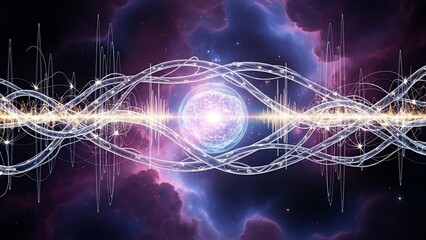 Vibrant glowing energy wave pattern background.