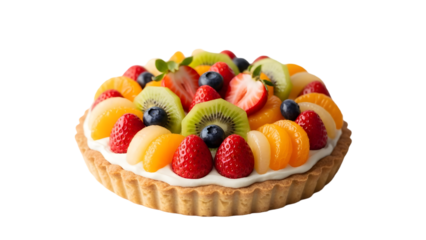 Delicious fruit tart isolated on transparent background