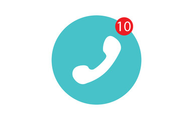 Simple graphic icon representing ten missed calls waiting in a digital communication application