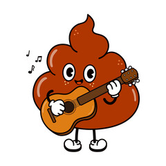 Poop emoji character playing guitar and singing music