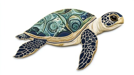 Sea Turtle on White Background