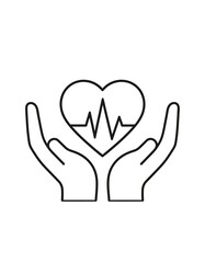 Obraz premium Monochrome hands cradle a heart with a pulsing waveform