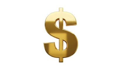 Fototapeta premium Golden dollar sign isolated on transparent background