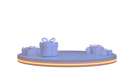 Gift presentation platform 3d rendered, isolated on transparent background
