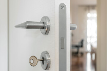 Closeup white open door