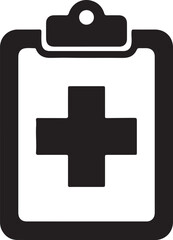 Obraz premium Medical clipboard icon with red cross