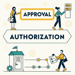 Approval authorization process workflow, business document, teamwork cooperation flowchart vector illustration