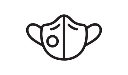 Safety face mask respirator outline icon for medical protection and healthcare