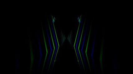 Blue and Green Neon Lines Drop in Mirror Corridor Background VJ Loop in 4K