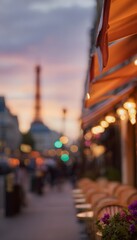 Obraz premium Parisian café romance glows under soft evening light a charming urban Valentine’s Day scene
