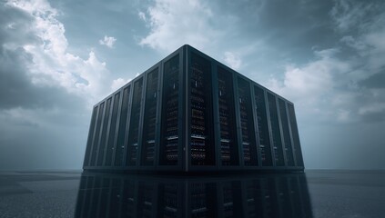 Data center with server racks used for cloud-based archival backup storage, focusing on maintenance efficiency