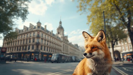 Red fox navigating city environment, highlighting urban wildlife presence