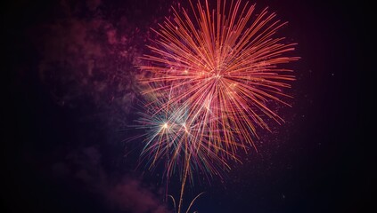 Colorful fireworks exploding against a dark sky background, ideal for festive occasions