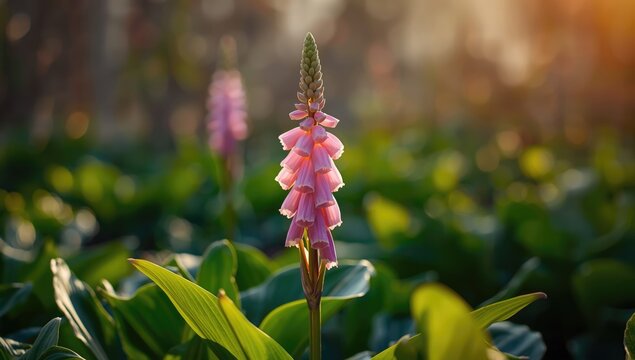 Pink flowering Incarvillea Delavayi or hardy gloxinia in a garden setting, highlighting plant health and spring bloom