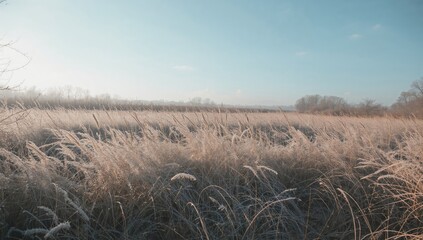 Dried blue cream grass in a natural setting serving as a backdrop for editorial header design