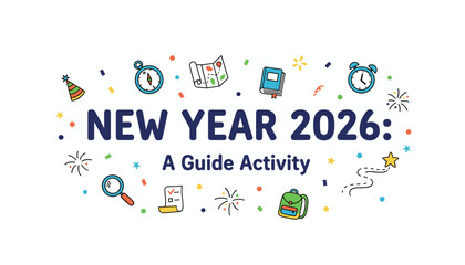 New Year 2026 guide activity concept vector illustration for planning goals and guidance