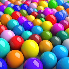 Colorful glossy spheres densely packed