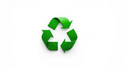 Obraz premium White background with a green recycling symbol, indicating environmental sustainability efforts