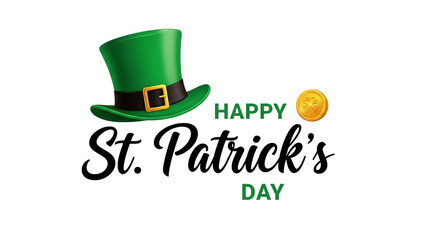 Happy St Patrick&rsquo;s Day Celebration with Green Hat Illustration