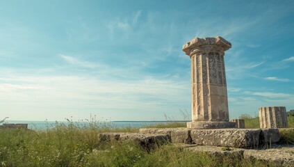 Fototapeta premium Historical remains of Chersonesus in Crimea, archaeological excavation for cultural heritage