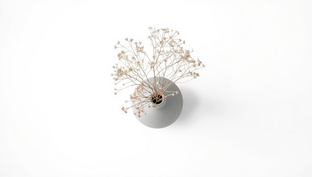 Dry flower bouquet in a gray ceramic vase serving as home decor, highlighting interior design and arrangement