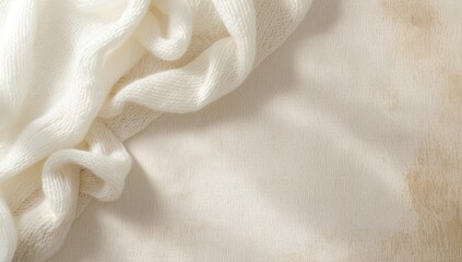 Plain white textile surface serving as a backdrop for digital interface or editorial layout, showcasing clean minimalism