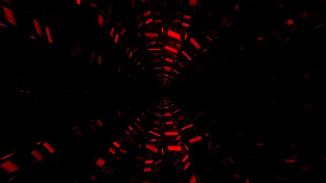 Red Neon Circles Mirror Tunnel Background VJ Loop in 4K