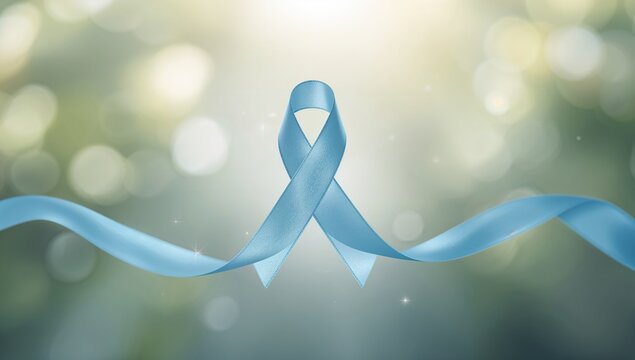 Light blue awareness ribbon supporting mens health initiatives, related to prostate cancer