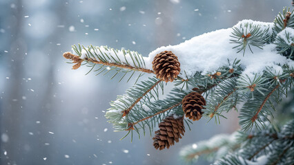 pine cones on snow