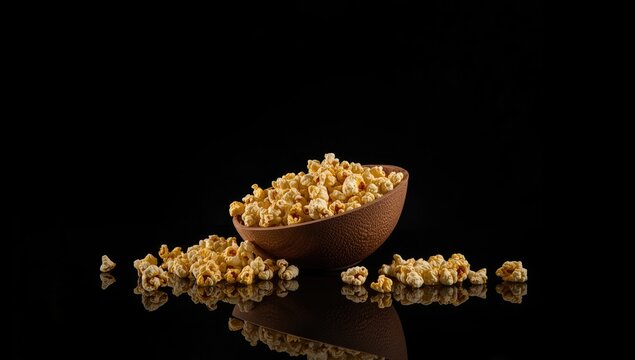 Single serving of jowar popcorn on dark backdrop, suitable for food photography
