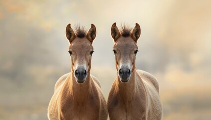 Pair of kulan creatures in a neutral setting, highlighting desert adaptation and species preservation
