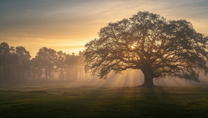 Early morning fog obscuring terrain, highlighting seasonal change in a rural setting