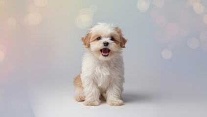 Close-up of a Havanese puppy with fluffy fur, highlighting early childhood pet care and grooming needs