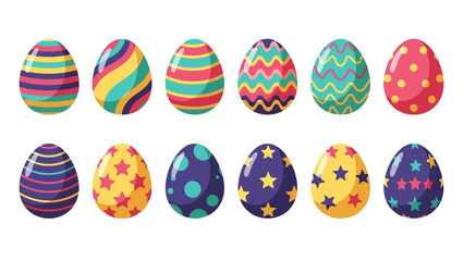 Colorful Easter Egg Collection Flat Vector Illustrations for Spring Celebrations