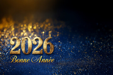 Plakat Chiffres dorés 2026 et texte en français 