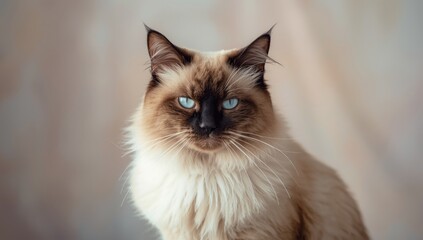 Close-up of a Siamese cat with sleepy expression, highlighting feline fatigue