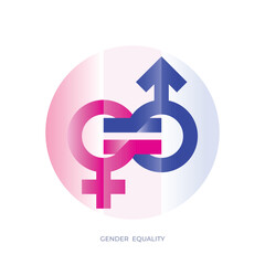 Gender Equality Concept with Male and Female Symbols on White Background